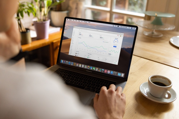 Accounting and analytics dashboard on a laptop