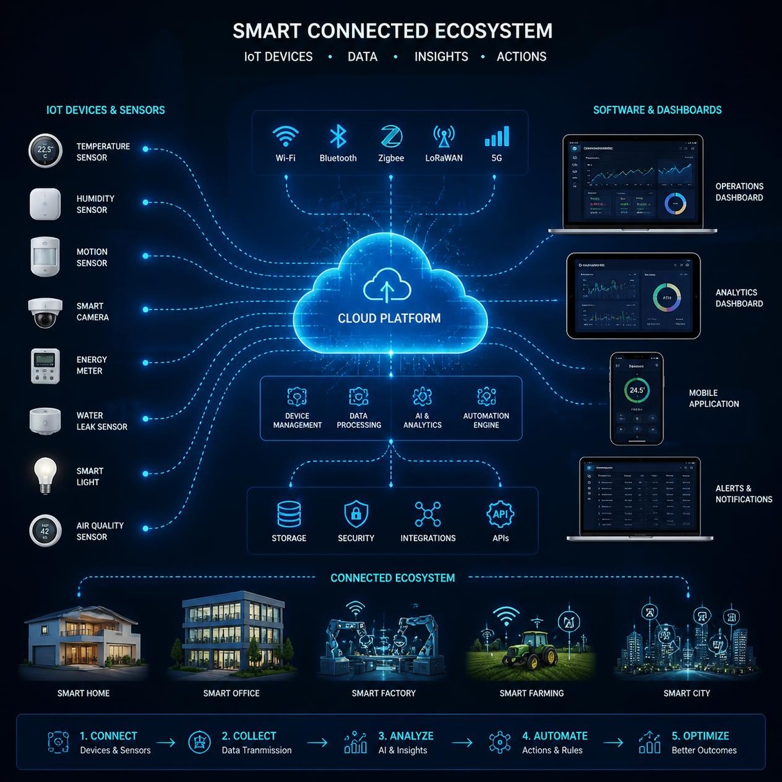 Smart connected IoT ecosystem diagram